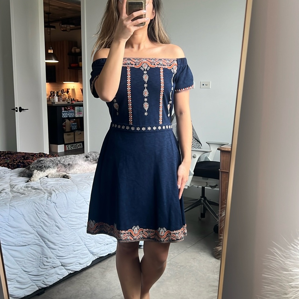 Tory Burch embroidered dress- navy small